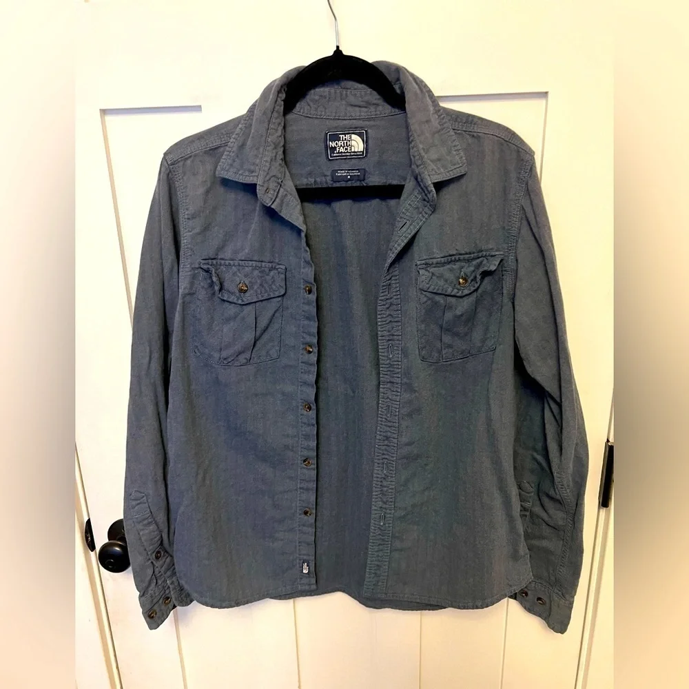 The North Face Men’s Blue Cotton Button Down Shirt Jacket Size Medium M